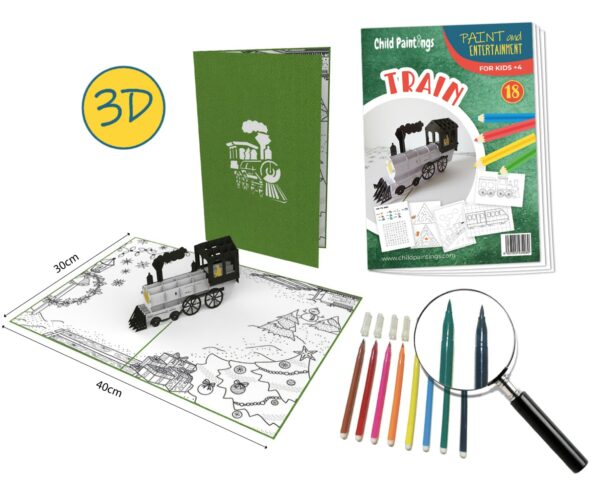 child painting train