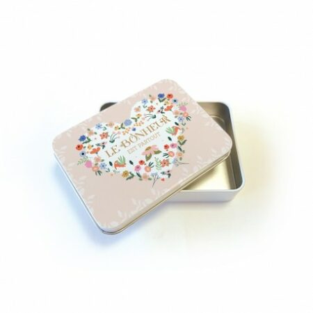 Boîte rectangulaire en métal - Le bonheur est partout