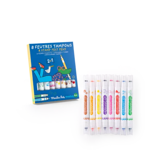 Les Loufoques 8 feutres tampons 2 en 1