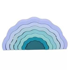 Jouet d'éveil Montessori - Arc en ciel empilable - bleu