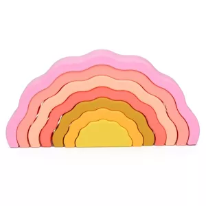 Jouet d'éveil Montessori - Arc en ciel empilable - rose