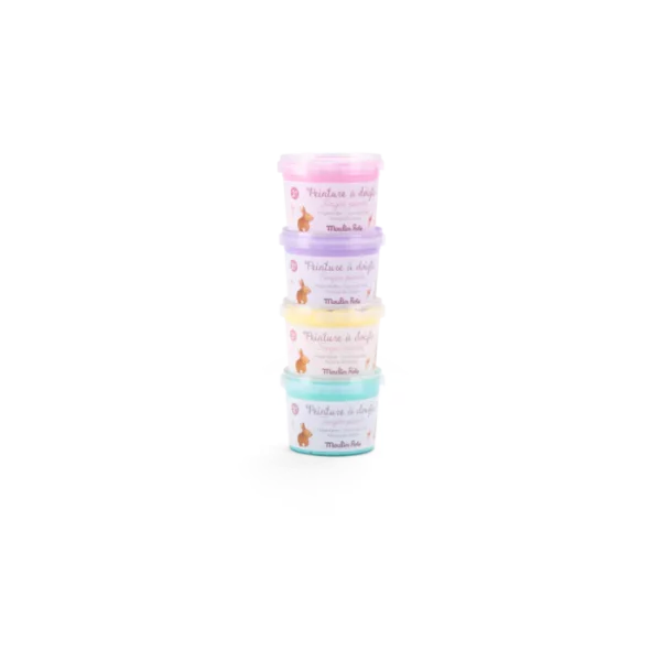 4 pots de peinture à doigts pastel