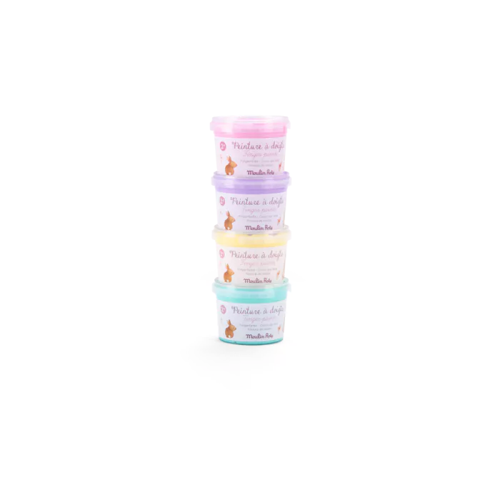 4 pots de peinture à doigts pastel