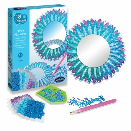 Miroir mosaïque a diamanter - plumes