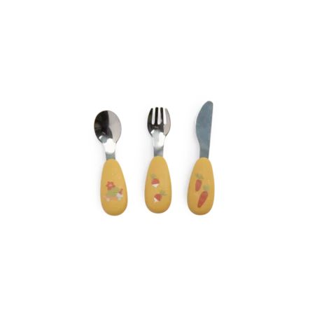 Set couverts silicone Trois petits lapins