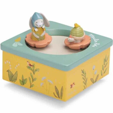 Boîte à musique Trois petits lapins Vert