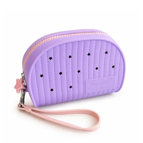 Trousse de beauté personnalisable en silicone violet