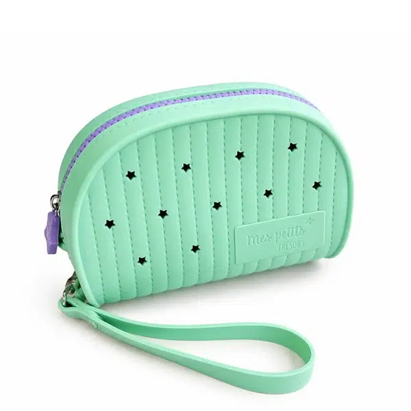Trousse de beauté personnalisable en silicone vert