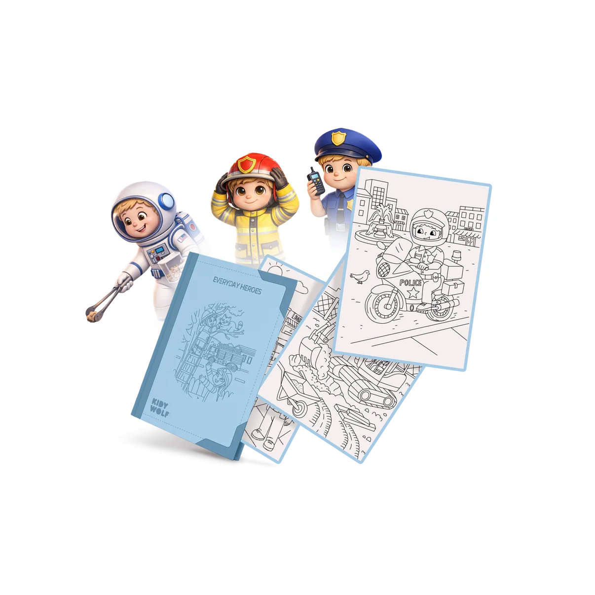 RECHARGE KIDYDRAW-PAD 30 dessins à décalquer dès 6 ans - Héros du quotidien