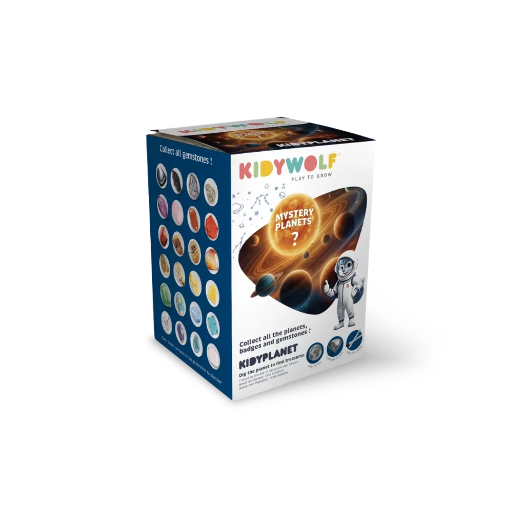 KIDYPLANET Boîte mystère planète à creuser avec pierres semi-précieuses